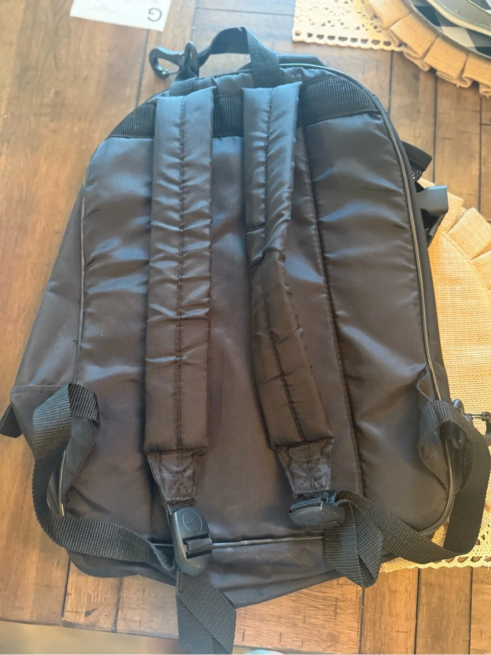 Nike Black Backpack with White Logo and Front Mesh Pocket